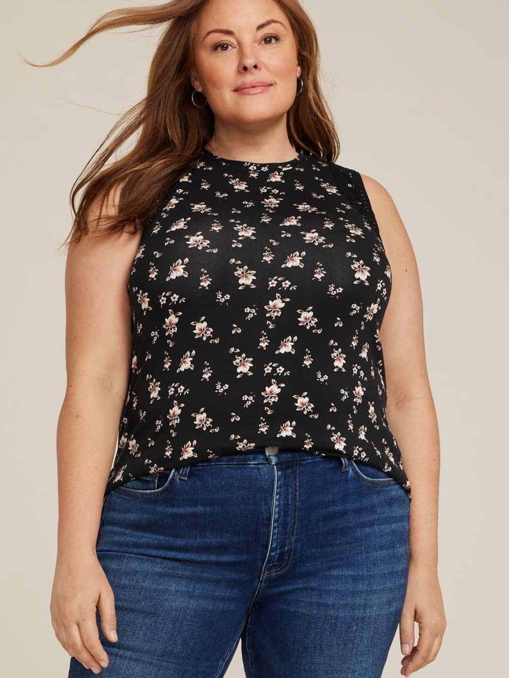 NWT Maurice’s plus size floral lattice trim tank top size 2X
